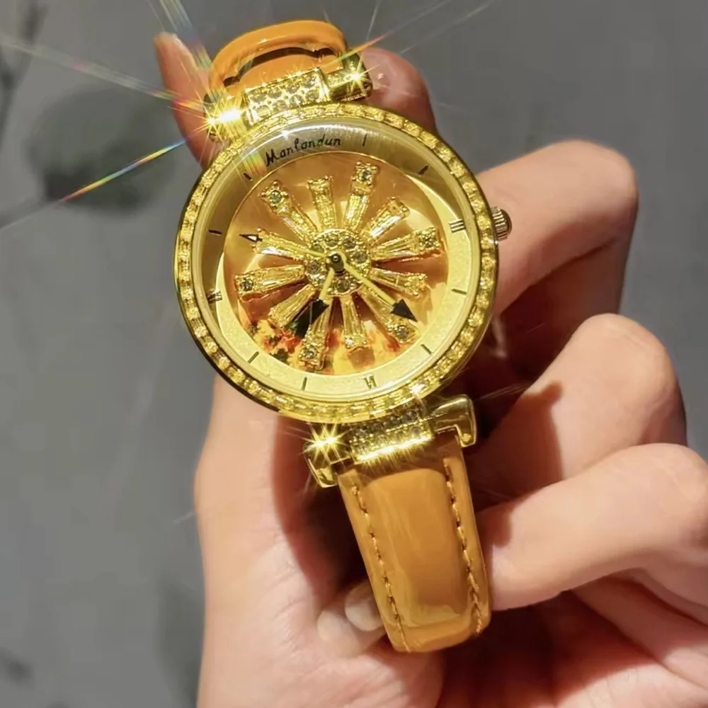 Luxury Gold Crystal Women’s Watch • Sparkling Dial • Elegant Fashion Accessory